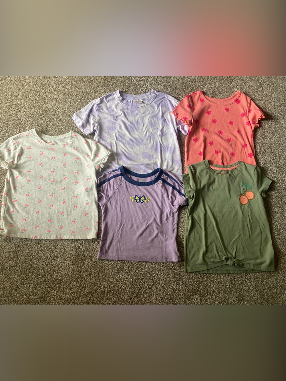 Cat & Jack Girls' Short Sleeve Tee Bundle — Pink, Purple, Green, White